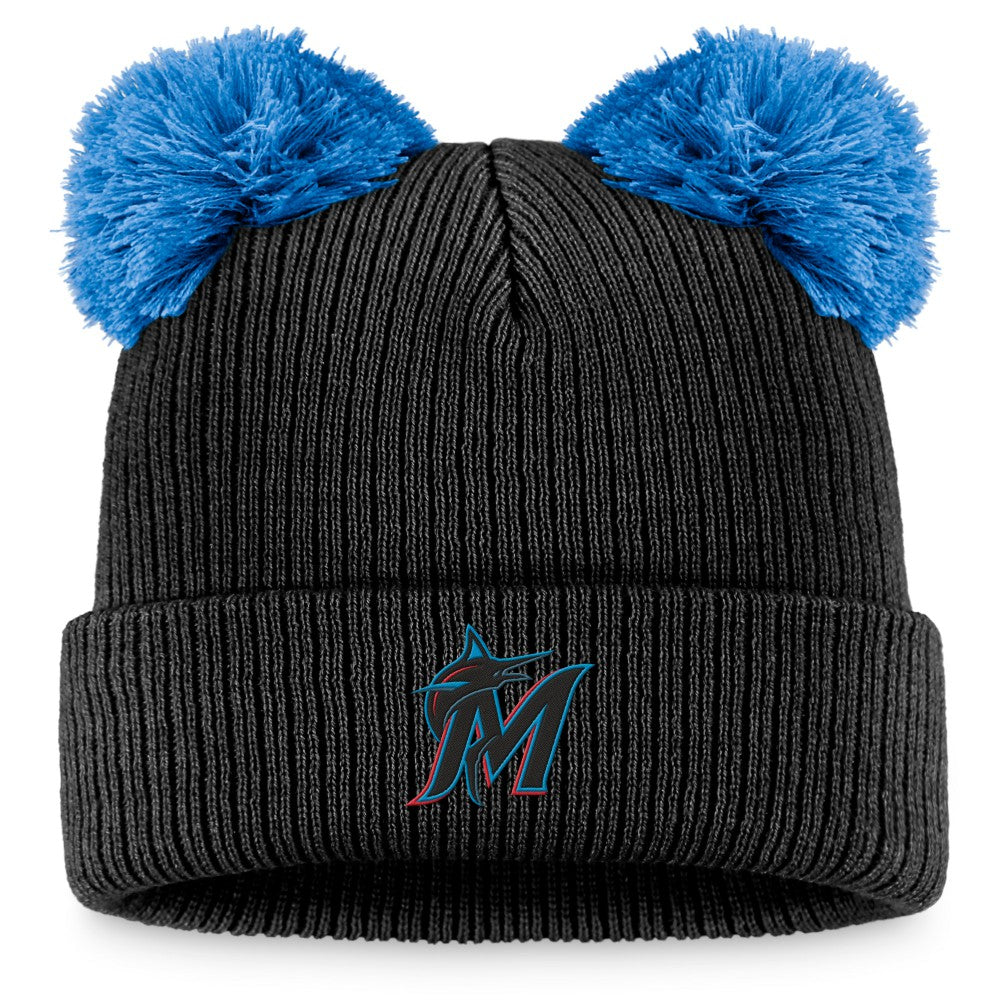 Miami Marlins Fanatics Women's Double Pom Cuffed Knit Hat Discount