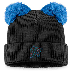 Miami Marlins Fanatics Women's Double Pom Cuffed Knit Hat Discount
