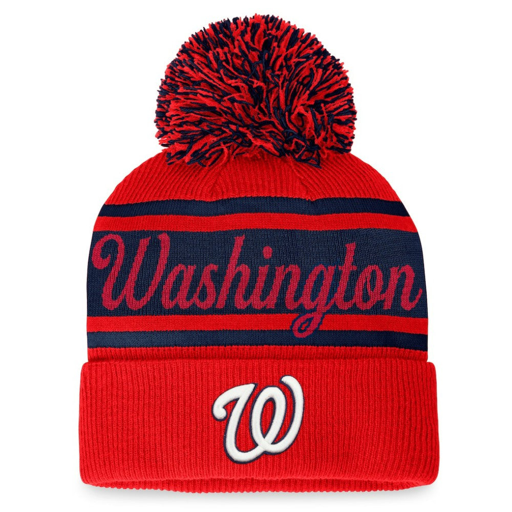 Washington Nationals Fanatics Women's Script Cuffed Knit Hat with Pom Online