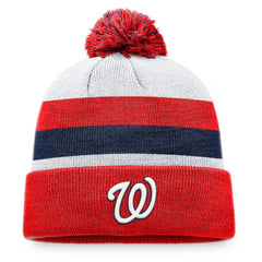 Washington Nationals Fanatics Stripe Cuffed Knit Hat with Pom Near Me