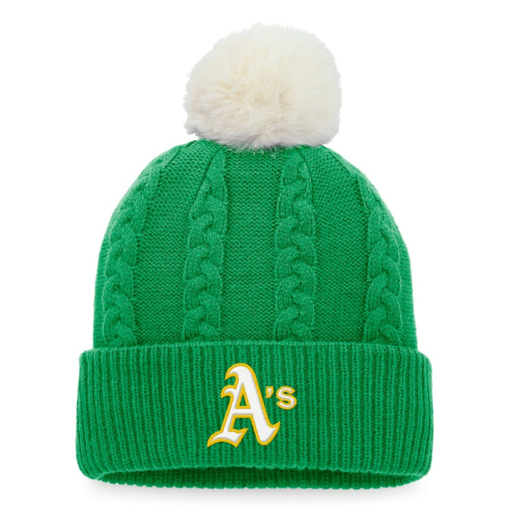 Athletics Fanatics Women's Cable Cuffed Knit Hat with Pom Near Me