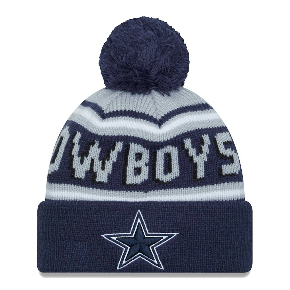 Dallas Cowboys New Era Main Cuffed Knit Hat with Pom - Navy - NFL