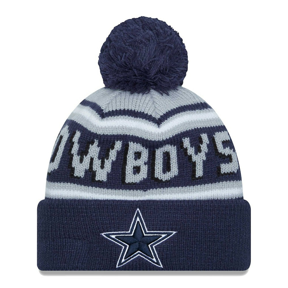 Dallas Cowboys New Era Main Cuffed Knit Hat with Pom - Navy - NFL