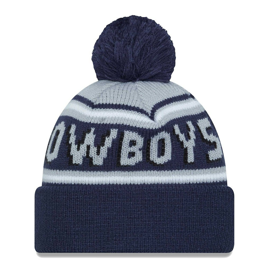 Dallas Cowboys New Era Main Cuffed Knit Hat with Pom - Navy - NFL