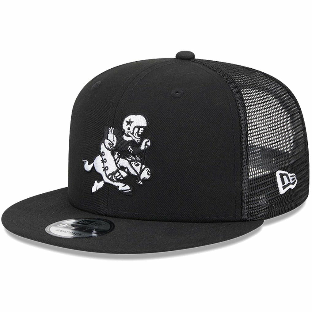 Dallas Cowboys New Era Retro Joe Main Trucker 9FIFTY Snapback Hat - Black - NFL