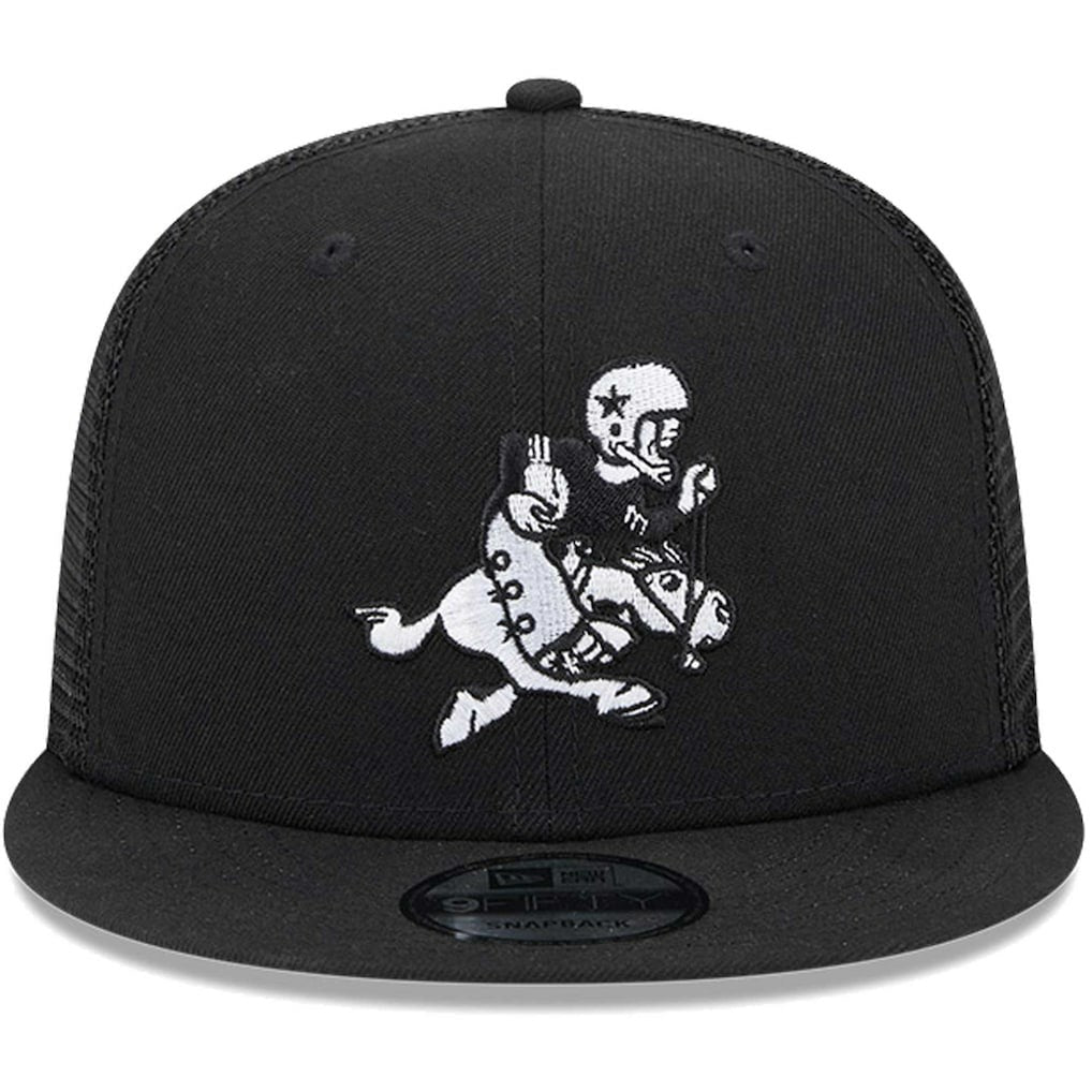 Dallas Cowboys New Era Retro Joe Main Trucker 9FIFTY Snapback Hat - Black - NFL