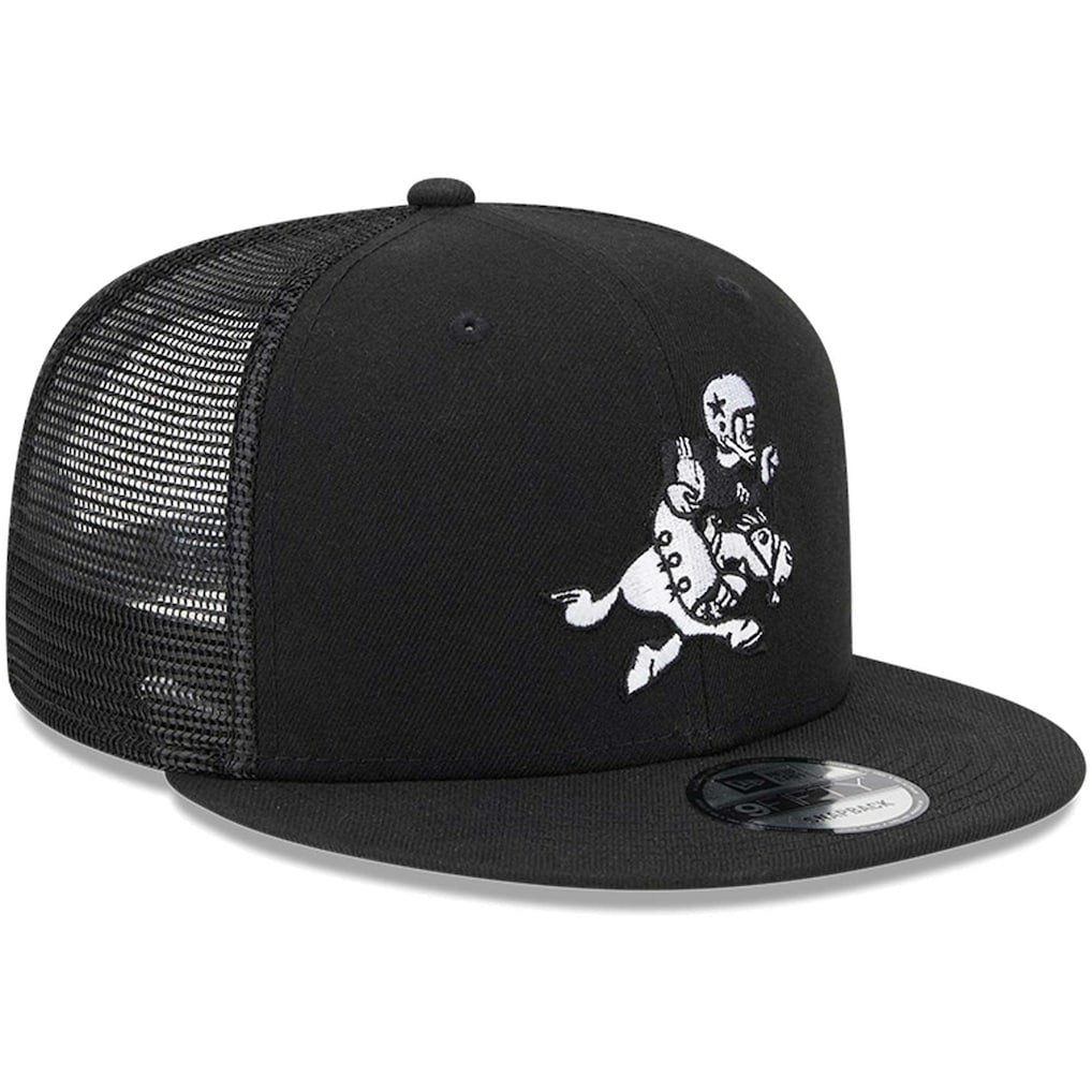 Dallas Cowboys New Era Retro Joe Main Trucker 9FIFTY Snapback Hat - Black - NFL