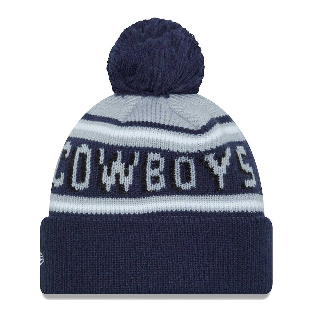 Dallas Cowboys New Era Youth Gridiron Classics Main Cuffed Knit Hat with Pom - Gray/Navy - NFL