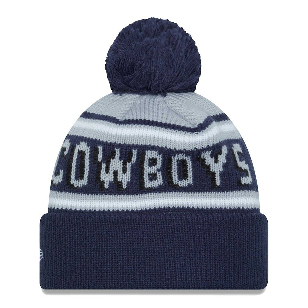 Dallas Cowboys New Era Youth Gridiron Classics Main Cuffed Knit Hat with Pom - Gray/Navy - NFL
