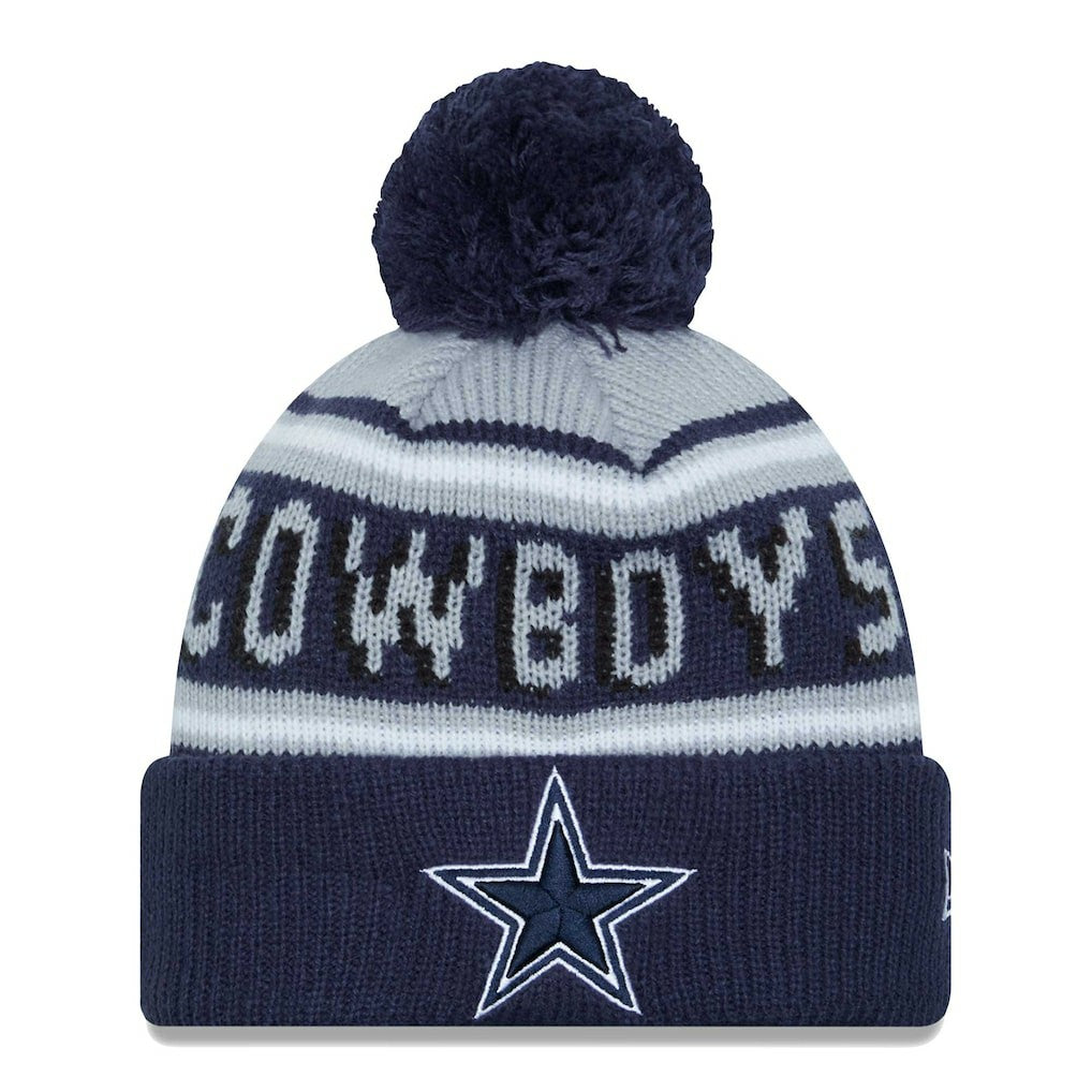 Dallas Cowboys New Era Youth Main Cuffed Knit Hat with Pom - Gray/Navy - NFL