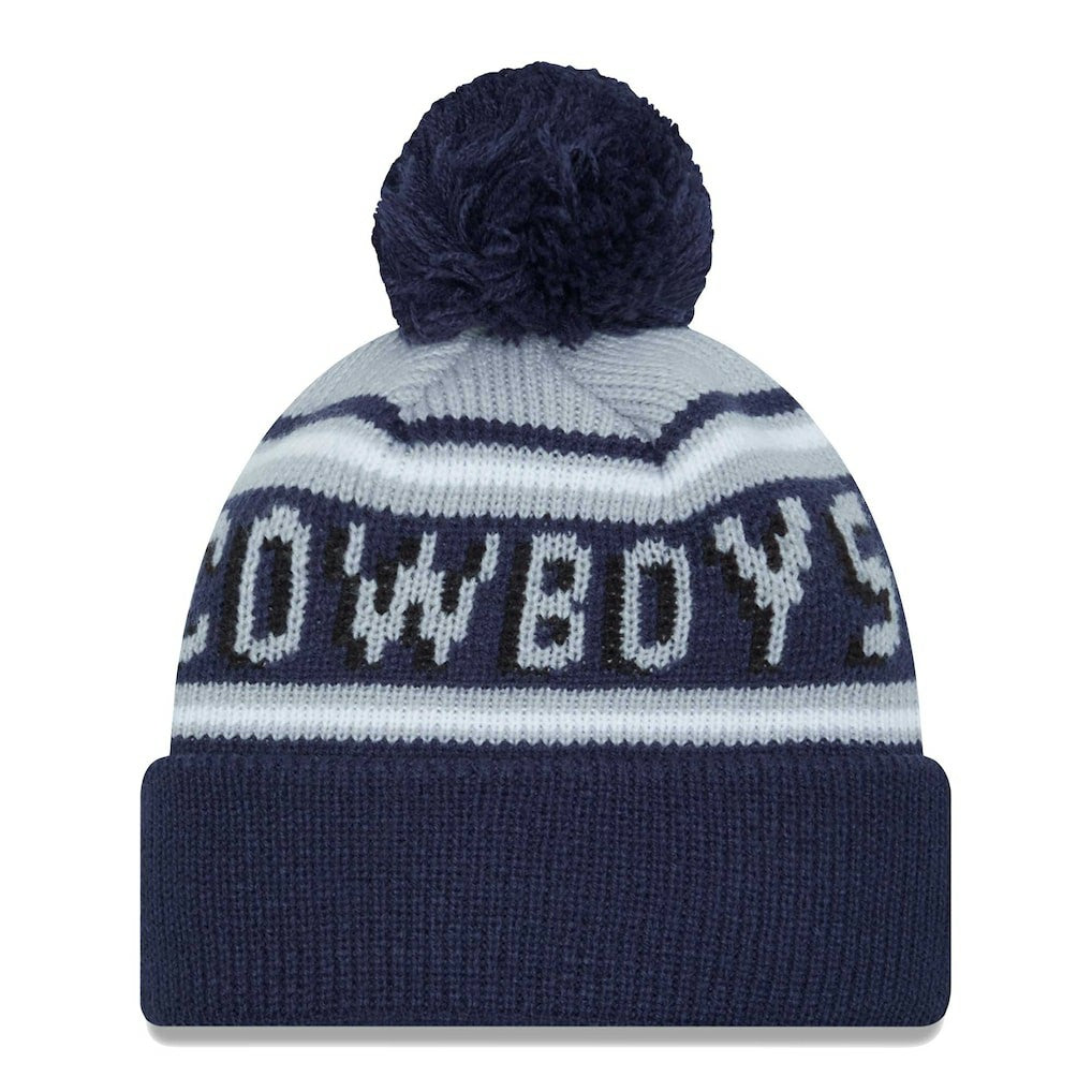 Dallas Cowboys New Era Youth Main Cuffed Knit Hat with Pom - Gray/Navy - NFL