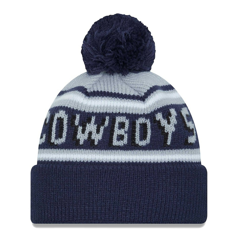 Dallas Cowboys New Era Youth Main Cuffed Knit Hat with Pom - Gray/Navy - NFL
