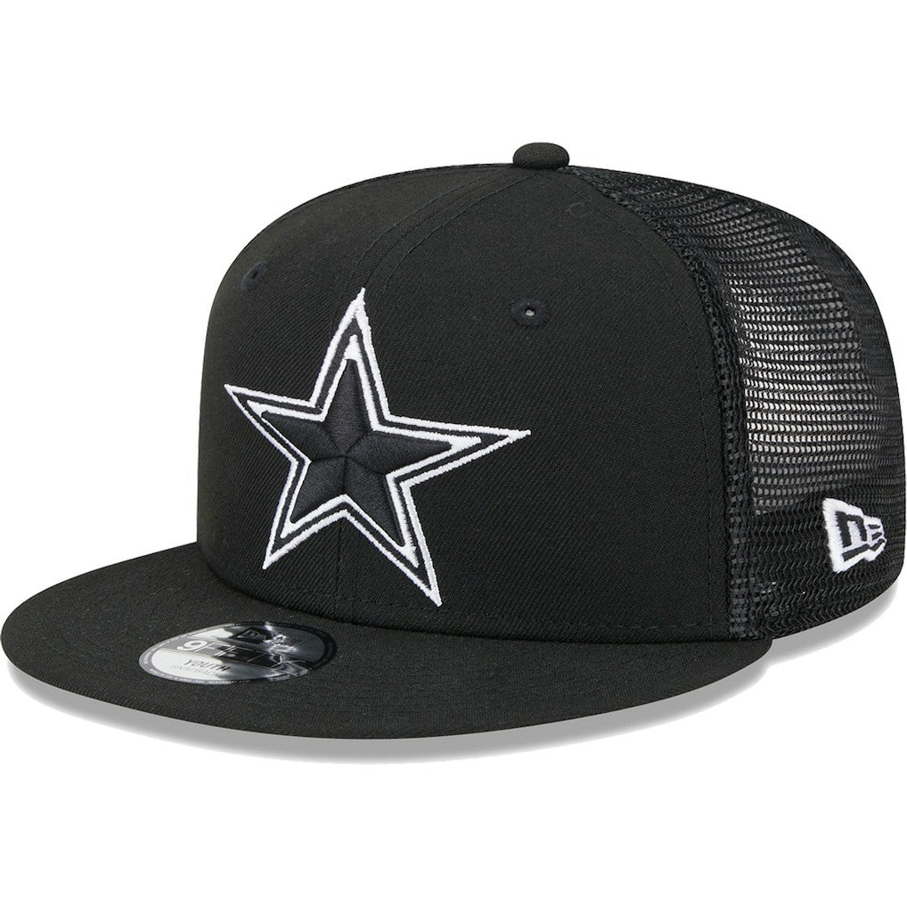 Dallas Cowboys New Era Youth Main B-Dub 9FIFTY Trucker Adjustable Hat - Black - NFL