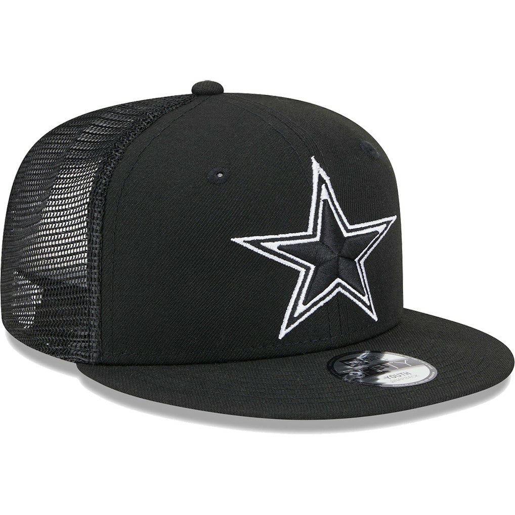 Dallas Cowboys New Era Youth Main B-Dub 9FIFTY Trucker Adjustable Hat - Black - NFL