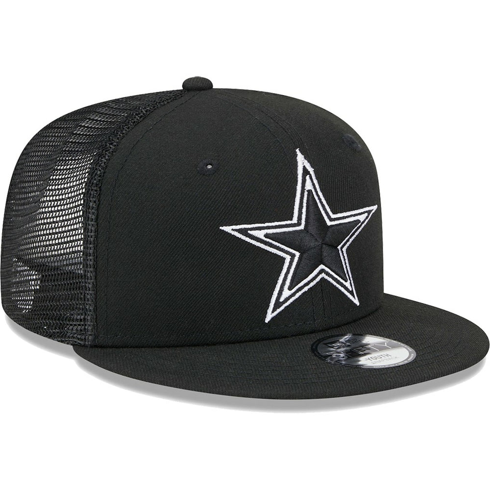 Dallas Cowboys New Era Youth Main B-Dub 9FIFTY Trucker Adjustable Hat - Black - NFL