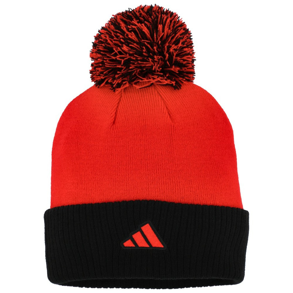 Chicago Blackhawks adidas Women's Laurel Cuffed Knit Hat with Pom - Red | Adidas Lifestyle