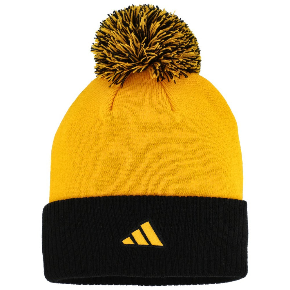 Pittsburgh Penguins adidas Women's Laurel Cuffed Knit Hat with Pom - Gold | Adidas on sale