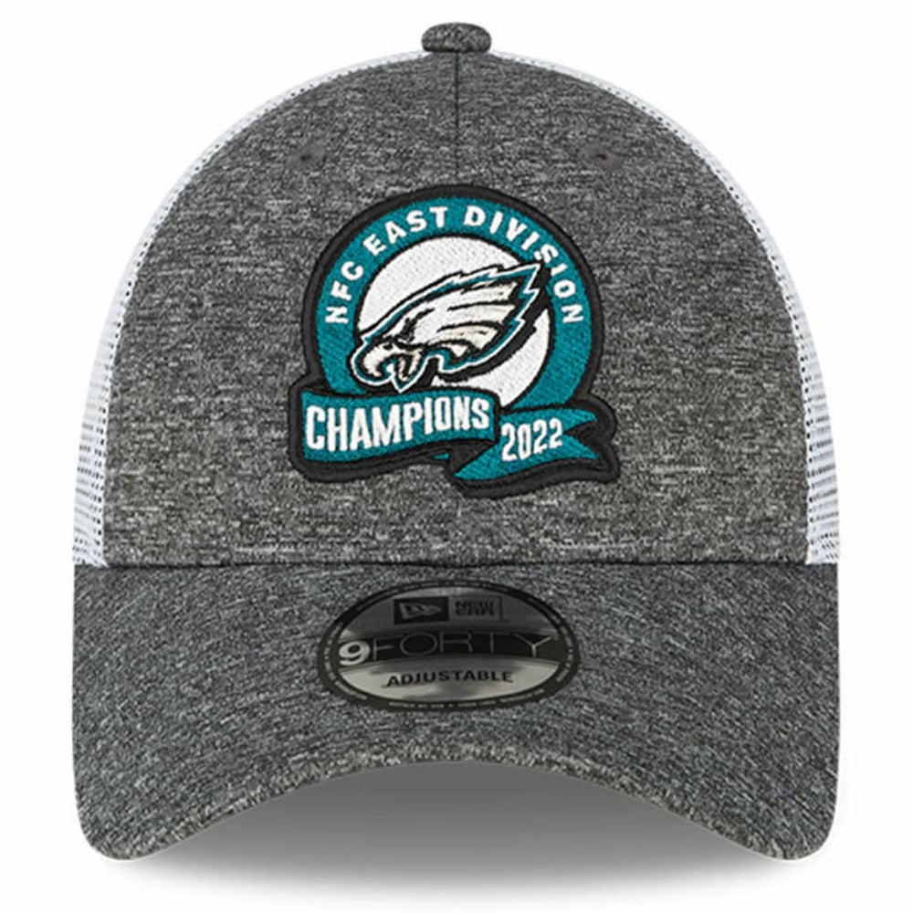Philadelphia Eagles New Era 2022 NFC East Division Champions Locker Room 9FORTY Adjustable Hat - Heather Gray - NFL