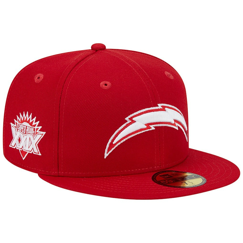 Los Angeles Chargers New Era Super Bowl XXIX Main Patch 59FIFTY Fitted Hat - Scarlet - NFL