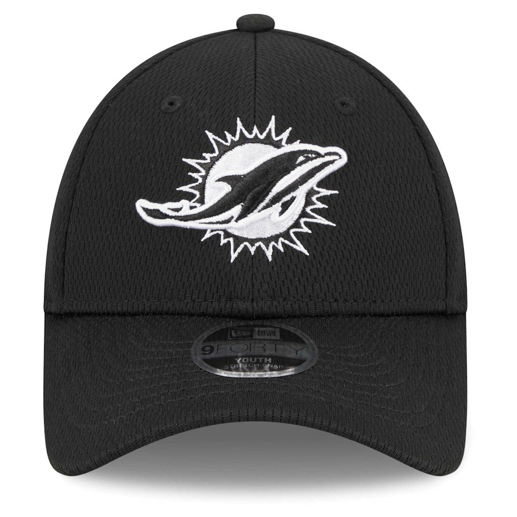 Miami Dolphins New Era Youth Main B-Dub 9FORTY Adjustable Hat - Black - NFL