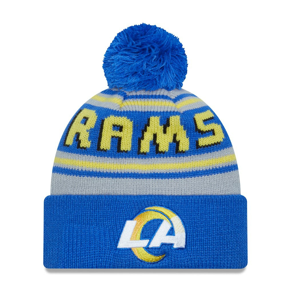 Los Angeles Rams New Era Main Cuffed Knit Hat with Pom - Royal - NFL