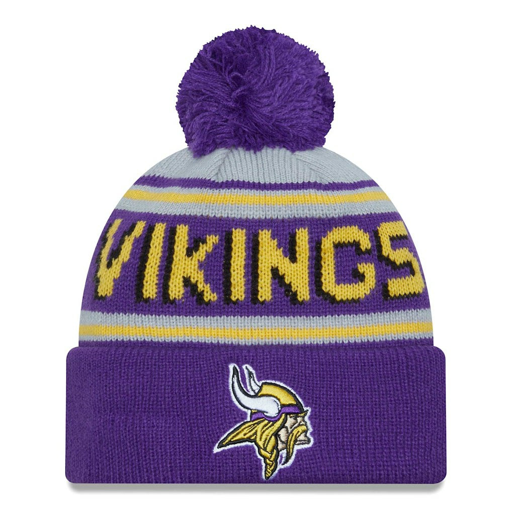Minnesota Vikings New Era Main Cuffed Knit Hat with Pom - Purple - NFL