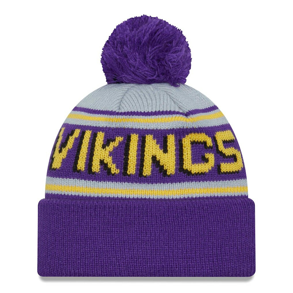 Minnesota Vikings New Era Main Cuffed Knit Hat with Pom - Purple - NFL