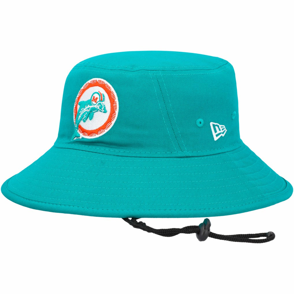 Miami Dolphins New Era Throwback Logo Main Bucket Hat - Aqua - NFL