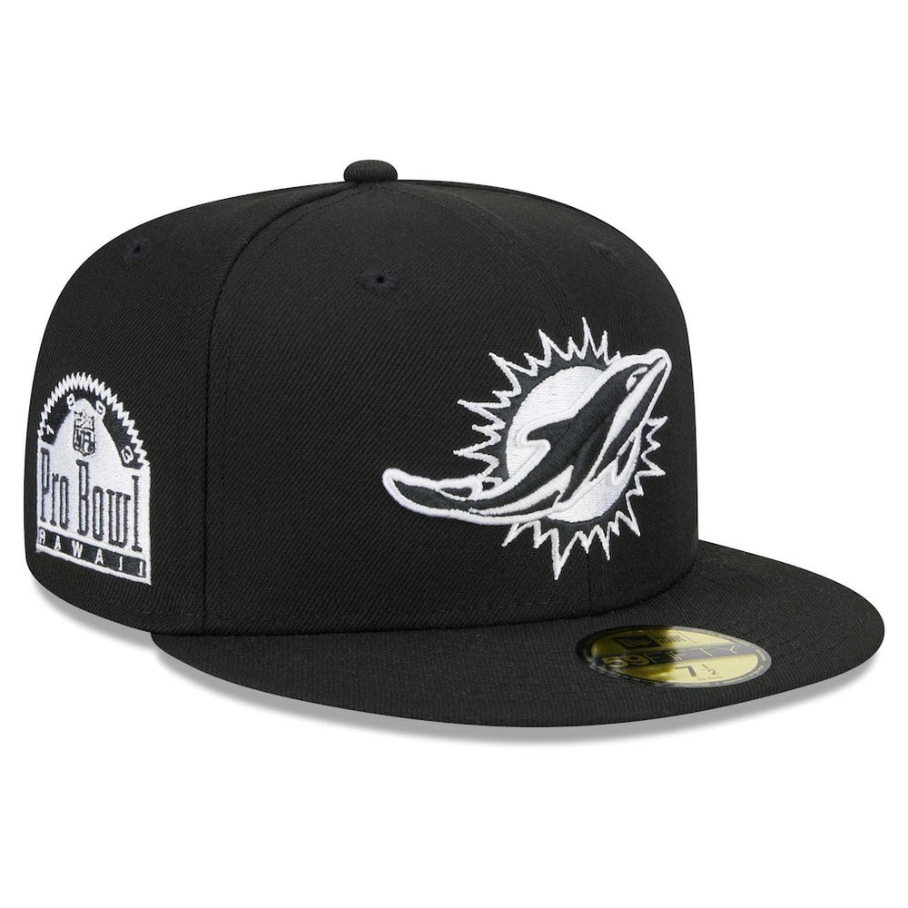 Miami Dolphins New Era Main Patch 59FIFTY Fitted Hat - Black - NFL