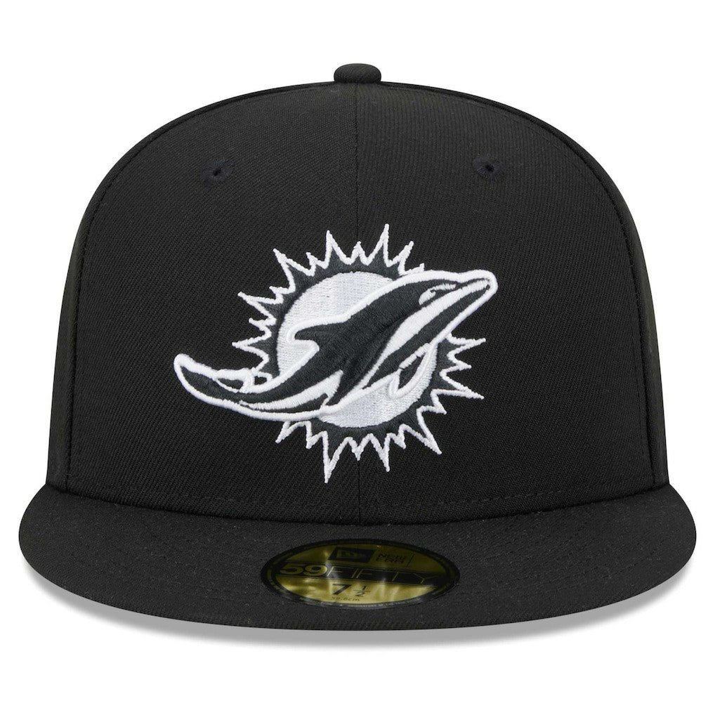 Miami Dolphins New Era Main Patch 59FIFTY Fitted Hat - Black - NFL