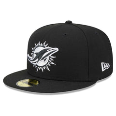 Miami Dolphins New Era Main Patch 59FIFTY Fitted Hat - Black - NFL