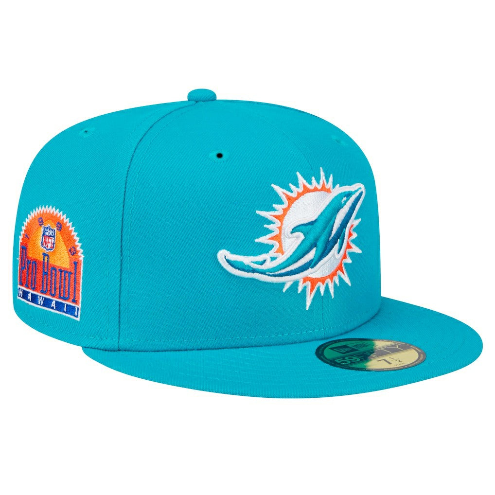 Miami Dolphins New Era Main Patch 59FIFTY Fitted Hat - Aqua - NFL