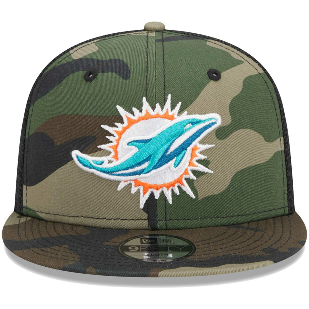 Miami Dolphins New Era Youth Main Trucker 9FIFTY Snapback Hat - Camo - NFL