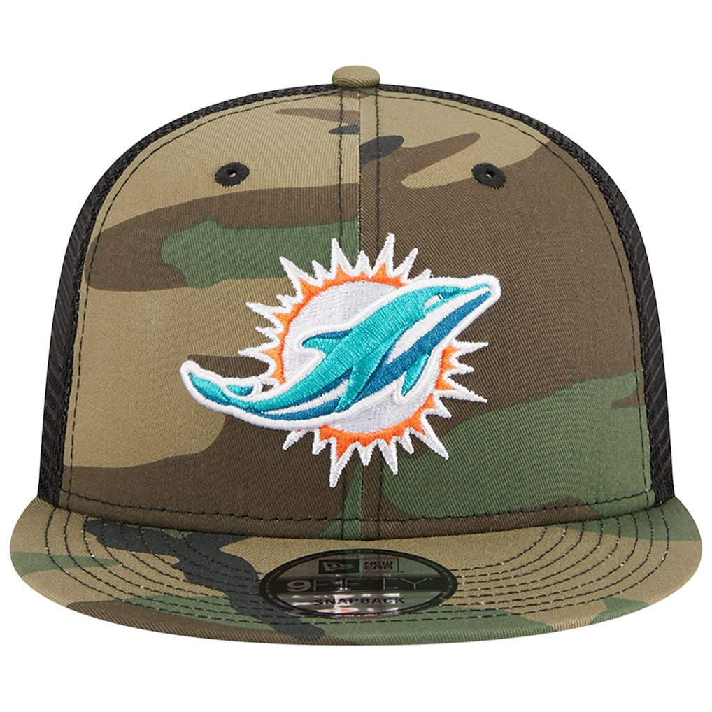 Miami Dolphins New Era Main Trucker 9FIFTY Snapback Hat - Camo - NFL