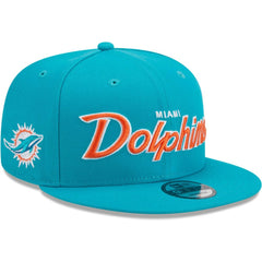 Miami Dolphins New Era Main Script 9FIFTY Snapback Hat - Aqua - NFL