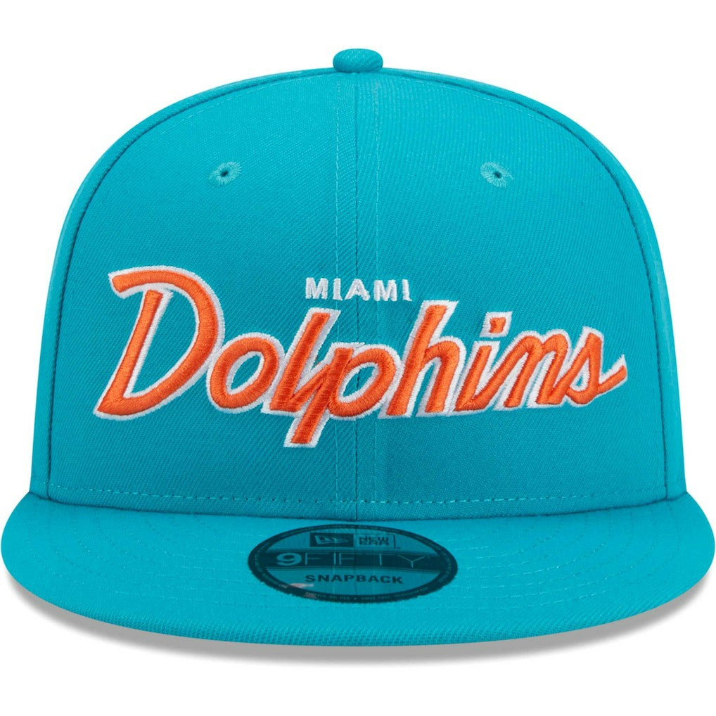 Miami Dolphins New Era Main Script 9FIFTY Snapback Hat - Aqua - NFL