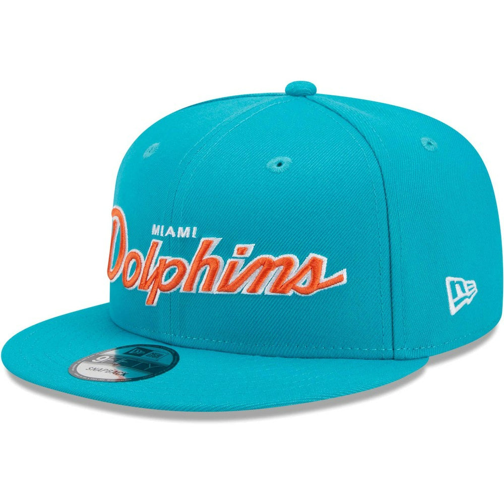 Miami Dolphins New Era Main Script 9FIFTY Snapback Hat - Aqua - NFL