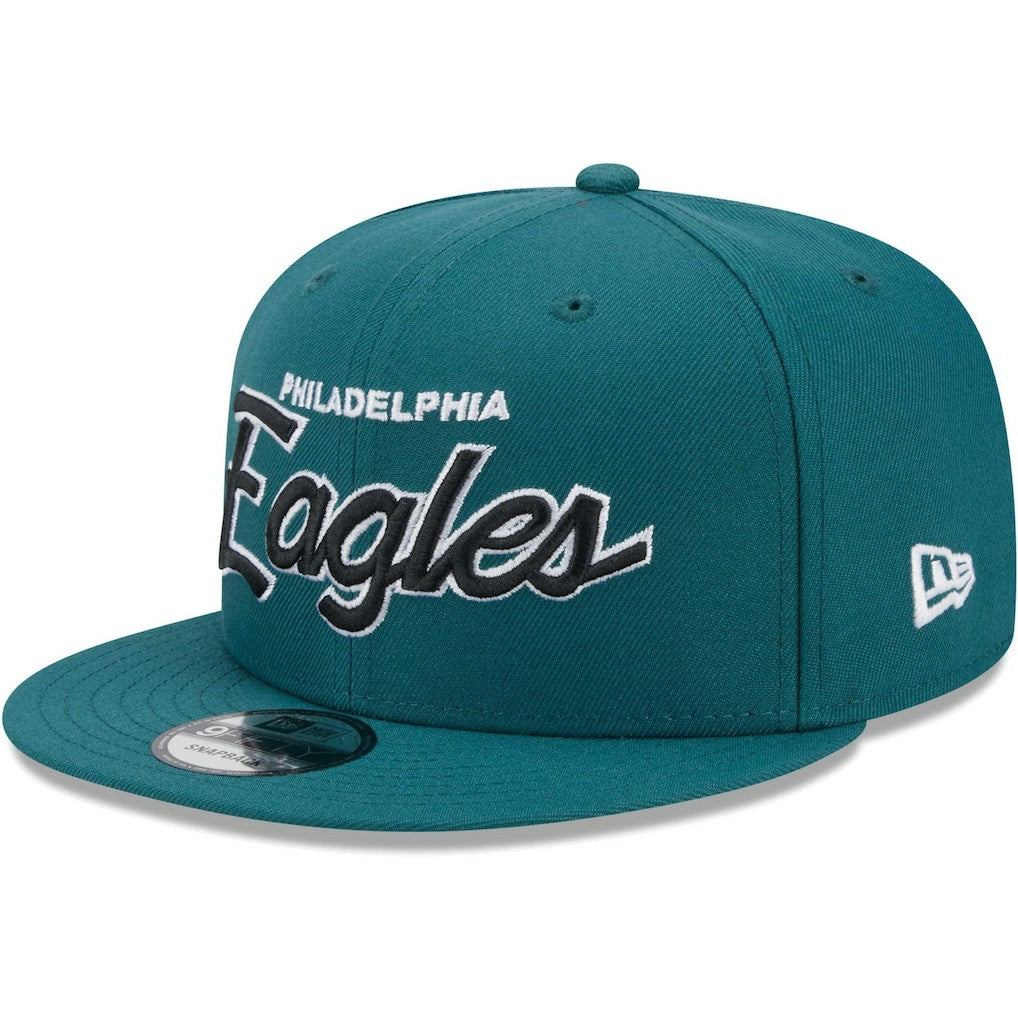 Philadelphia Eagles New Era Main Script 9FIFTY Snapback Hat - Midnight Green - NFL