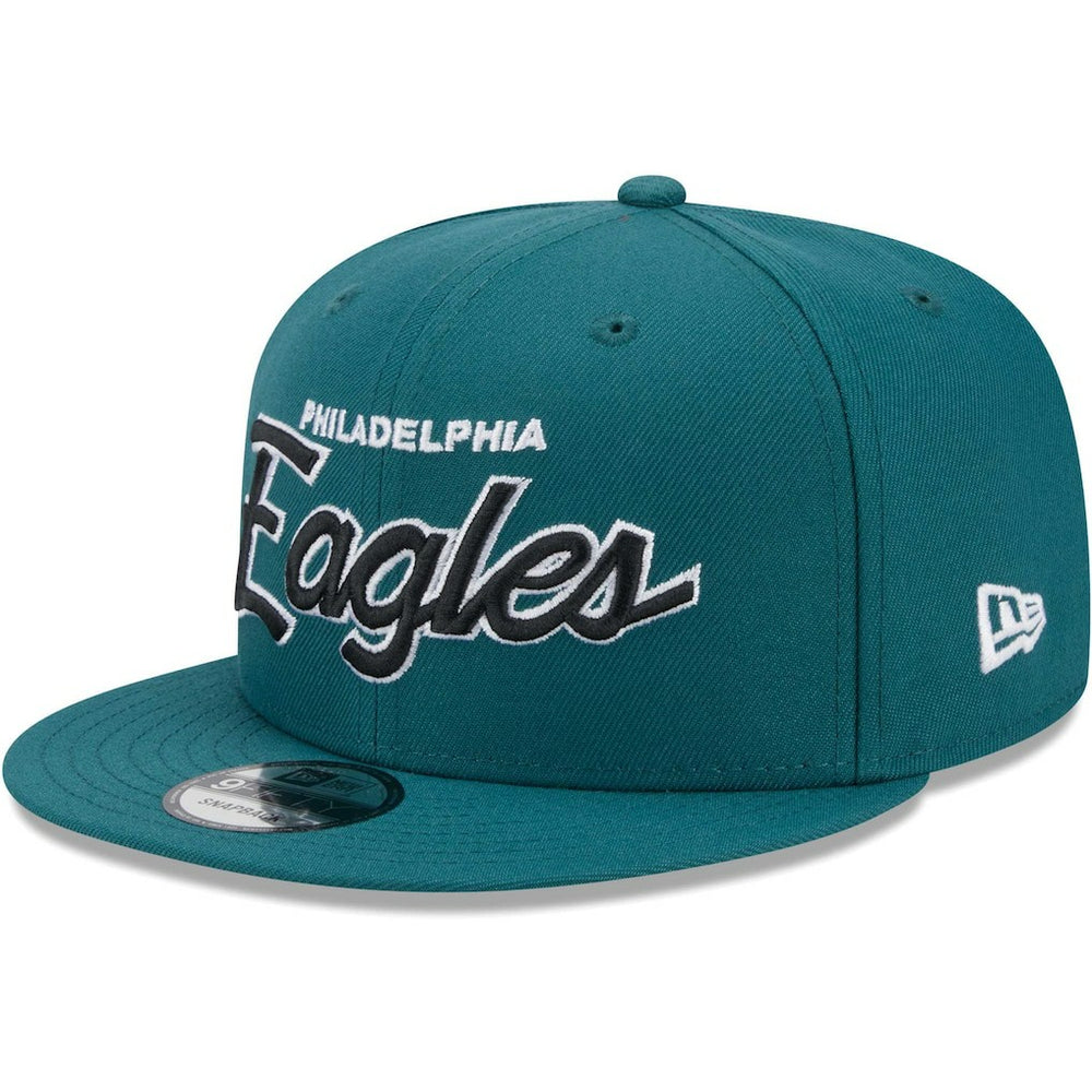 Philadelphia Eagles New Era Main Script 9FIFTY Snapback Hat - Midnight Green - NFL