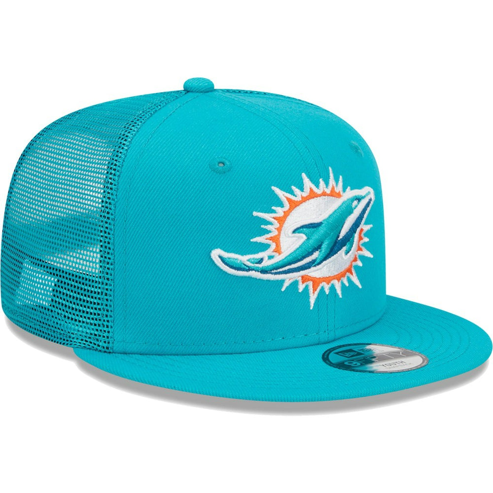 Miami Dolphins New Era Youth Main Trucker 9FIFTY Snapback Hat - Aqua - NFL