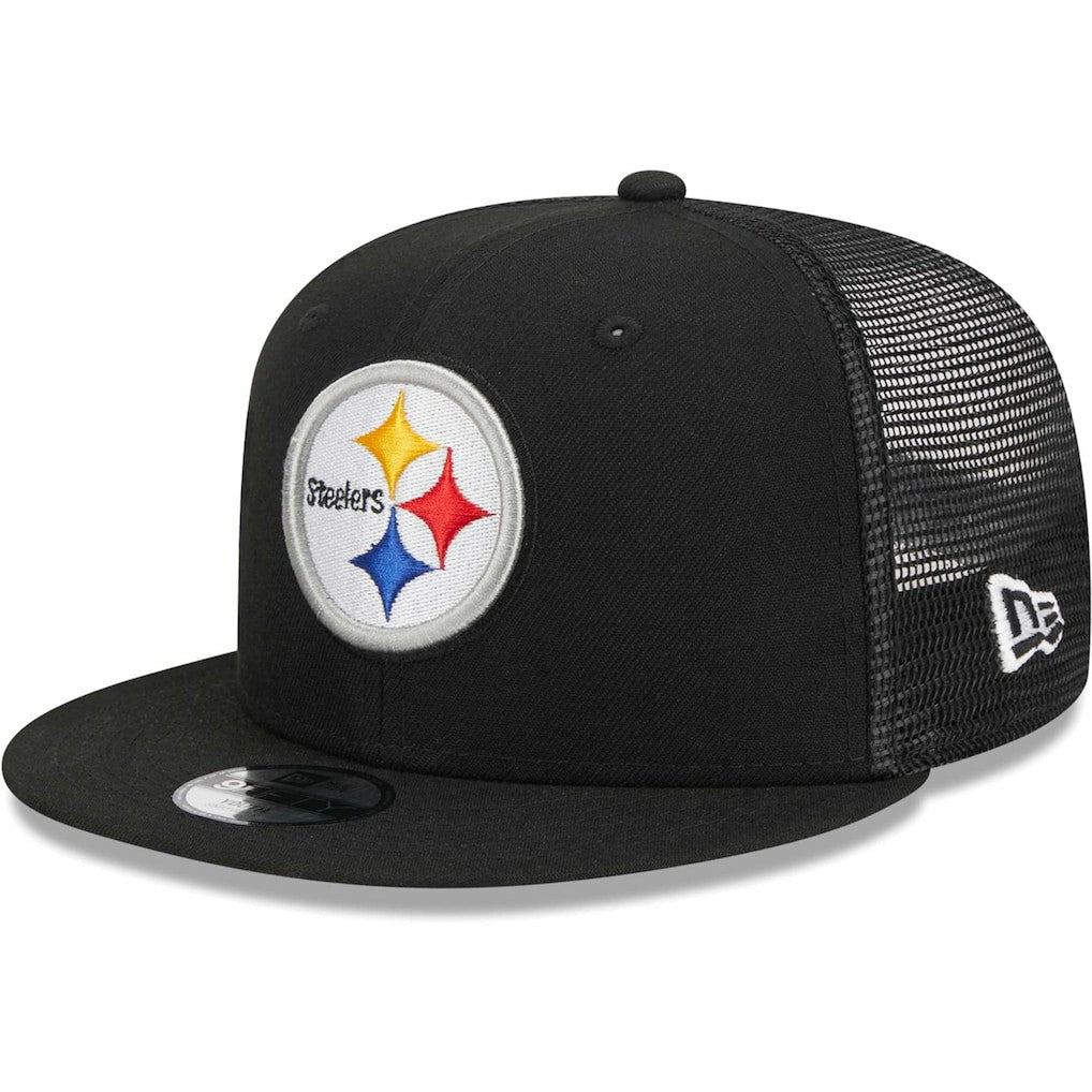 Pittsburgh Steelers New Era Youth Main Trucker 9FIFTY Snapback Hat - Black - NFL