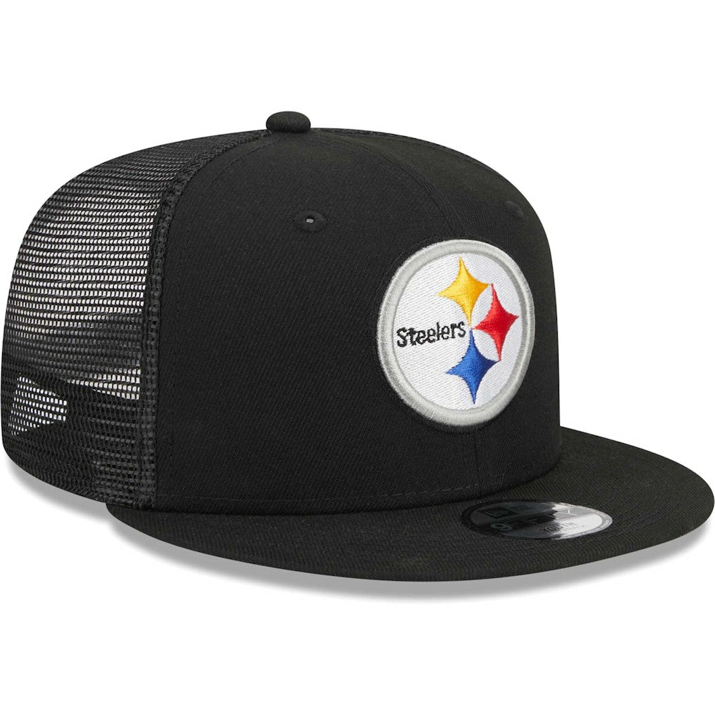Pittsburgh Steelers New Era Youth Main Trucker 9FIFTY Snapback Hat - Black - NFL