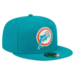 Miami Dolphins New Era Throwback Main 59FIFTY Fitted Hat - Aqua - NFL