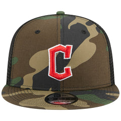 Cleveland Guardians New Era Woodland Camo Trucker 9FIFTY Snapback Hat Outlet