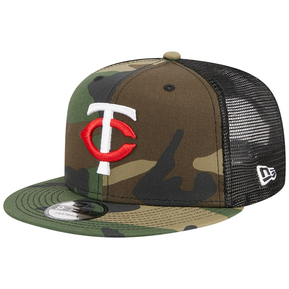 Minnesota Twins New Era Woodland Camo Trucker 9FIFTY Snapback Hat Outlet