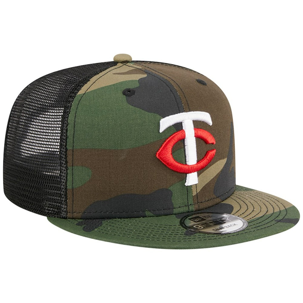 Minnesota Twins New Era Woodland Camo Trucker 9FIFTY Snapback Hat Outlet