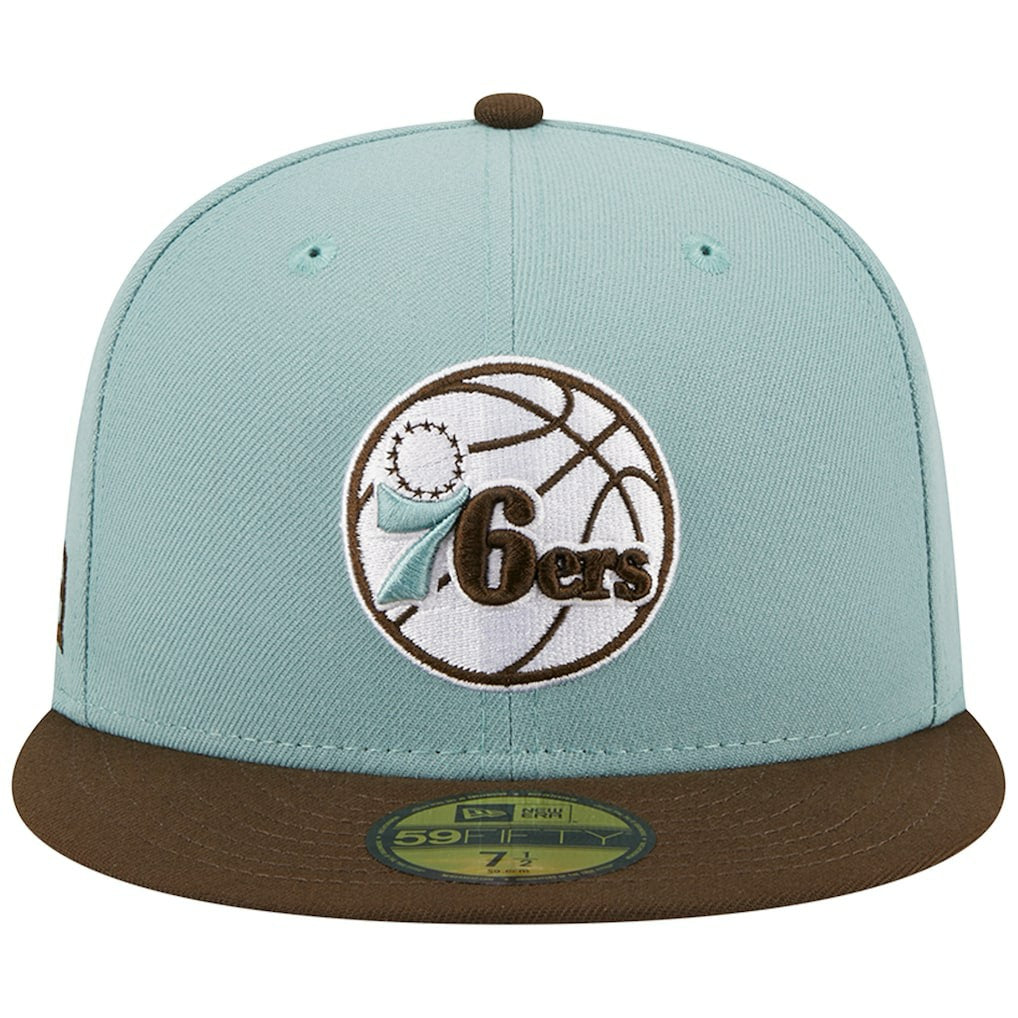 New Era Philadelphia 76ers Two-Tone 59FIFTY Fitted Hat Light Blue/Brown