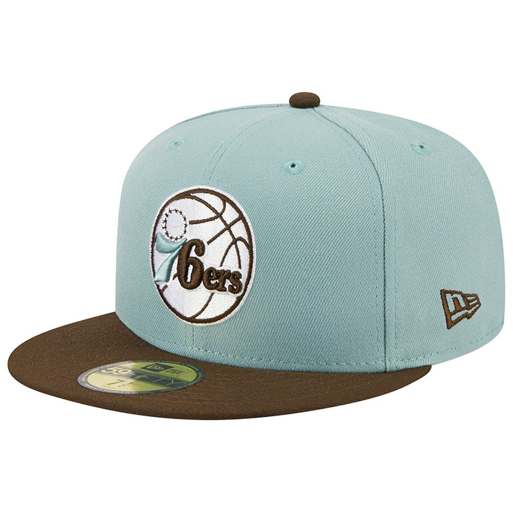 New Era Philadelphia 76ers Two-Tone 59FIFTY Fitted Hat Light Blue/Brown