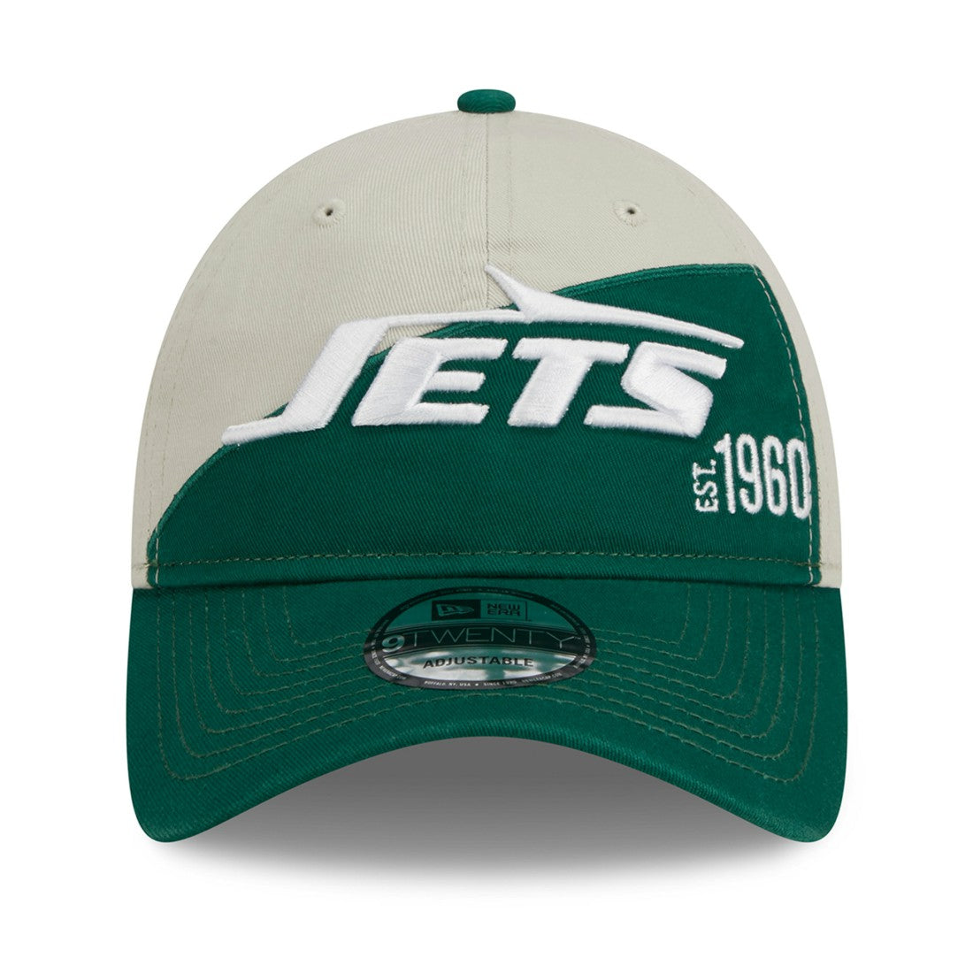 New York Jets New Era 2023 Sideline Historic 9TWENTY Adjustable Hat - Cream/Green - NFL