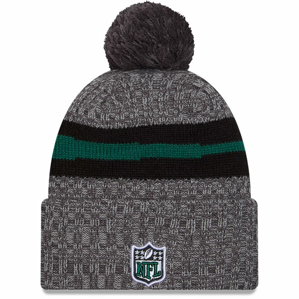 New York Jets New Era 2023 Sideline Sport Cuffed Pom Knit Hat - Gray - NFL